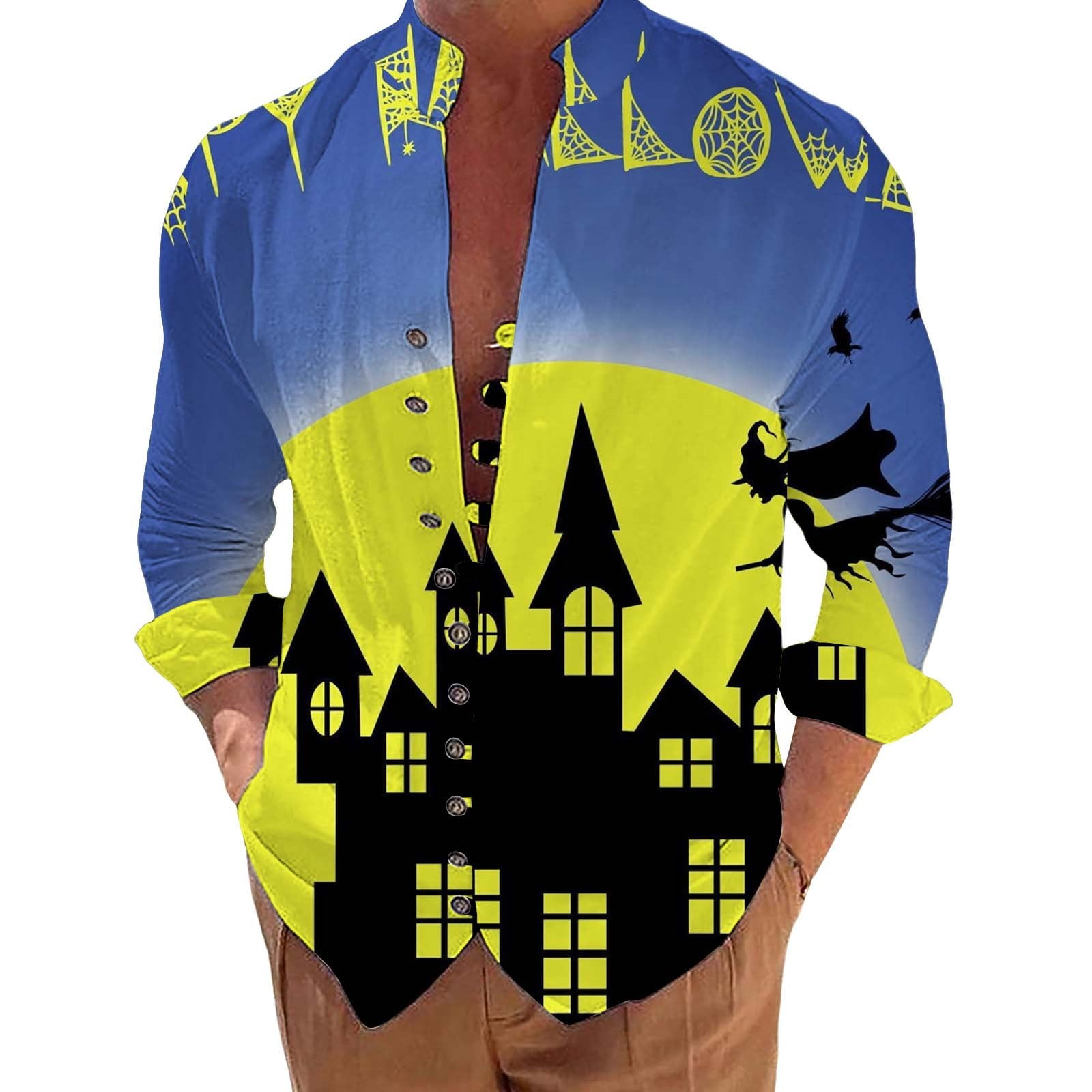 Charmgo Halloween Shirts Clearance, Men's Autumn Cotton Corduroy Men's