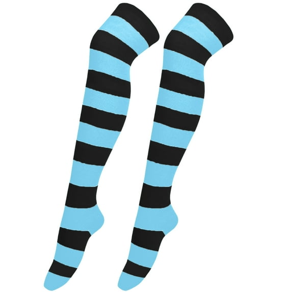 Charmgo Halloween Sock on Sale, 1 Pair Halloween Compression Sock for Womens Over Knee Socks Halloween Costumes Cosplay Party Thigh High Socks Knee High Long Striped Stocking Socks Black One Size