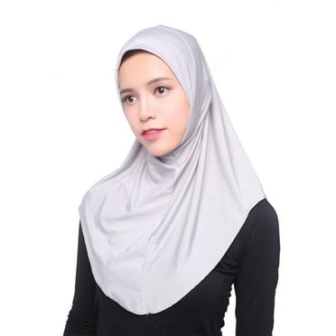 Charmgo Head Scarf Clearance, Women Inner Hijab Headscarf Cap Islamic Full Cover Islamic Hat Silk Scarf for Women Grey One size