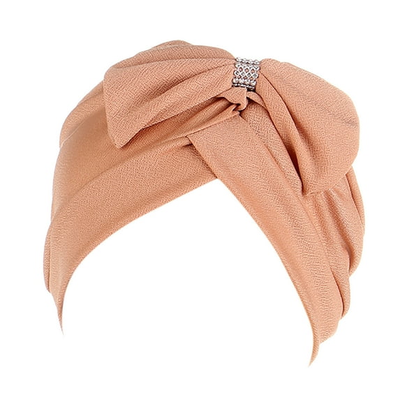 Charmgo Headbands for Women, Head Hat Cap Ethnic Bohemian Bowknot Braid Hair Cover Wrap Turban Headwear Turban Cap Skincare Headband, Makeup Headband Khaki One size