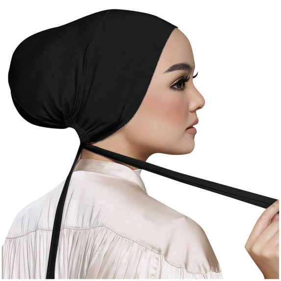 Charmgo Headbands for Women,, Women Casual Solid Color Multicolor Elastic Bandage Lace Up Bottom Hijab Skincare Headband, Makeup Headband Black One size