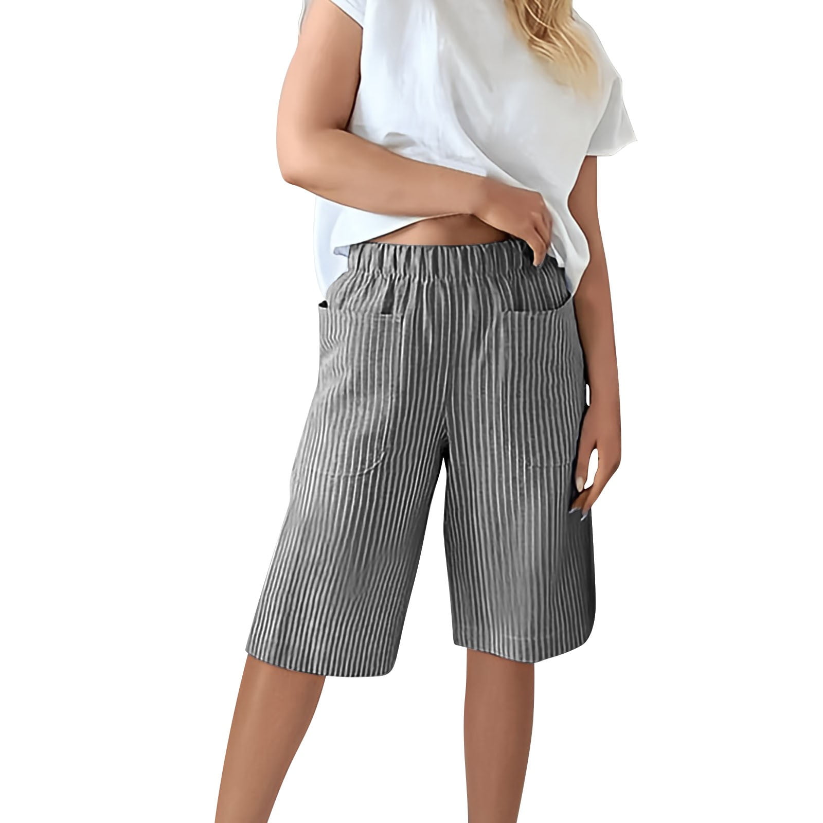 QATAINLAV Women Linen Shorts 7 Inch Inseam, Summer Loose Fit