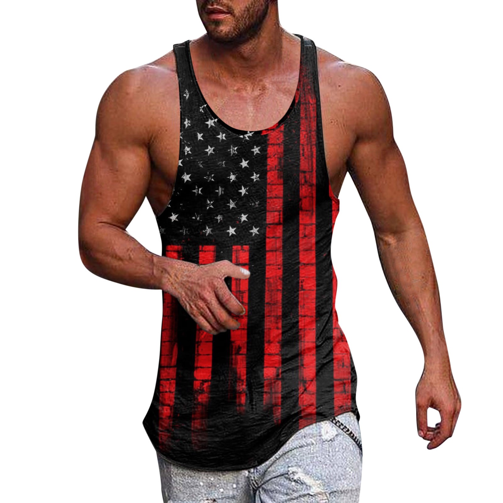 Charmgo Mens Shirts, Clearance Items, Men Summer Independence Day Vest