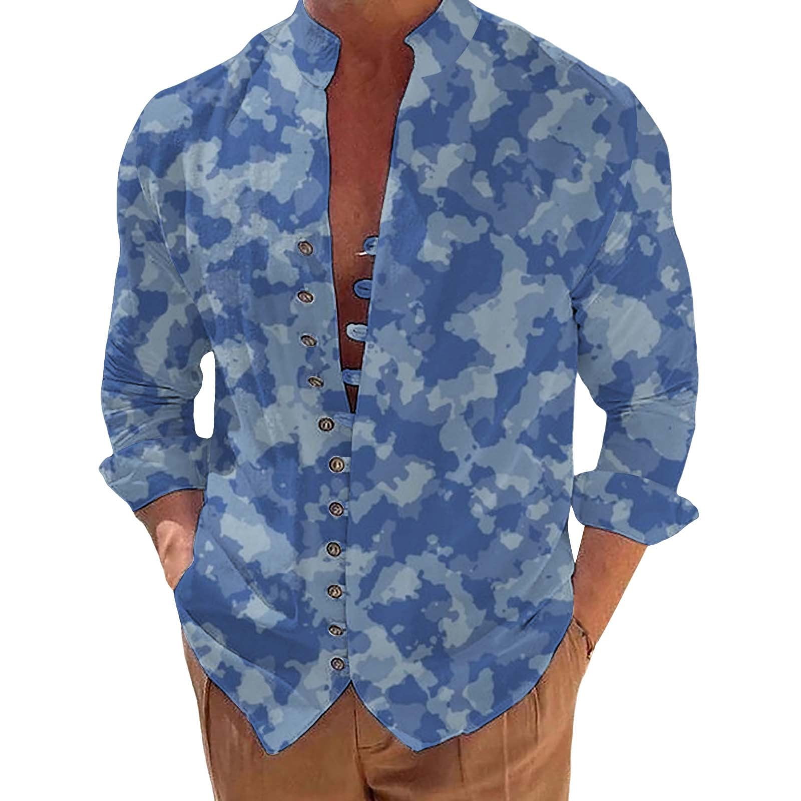 Charmgo Mens Shirts Clearance, Men's Casual Fashion Stand Collar Shirt