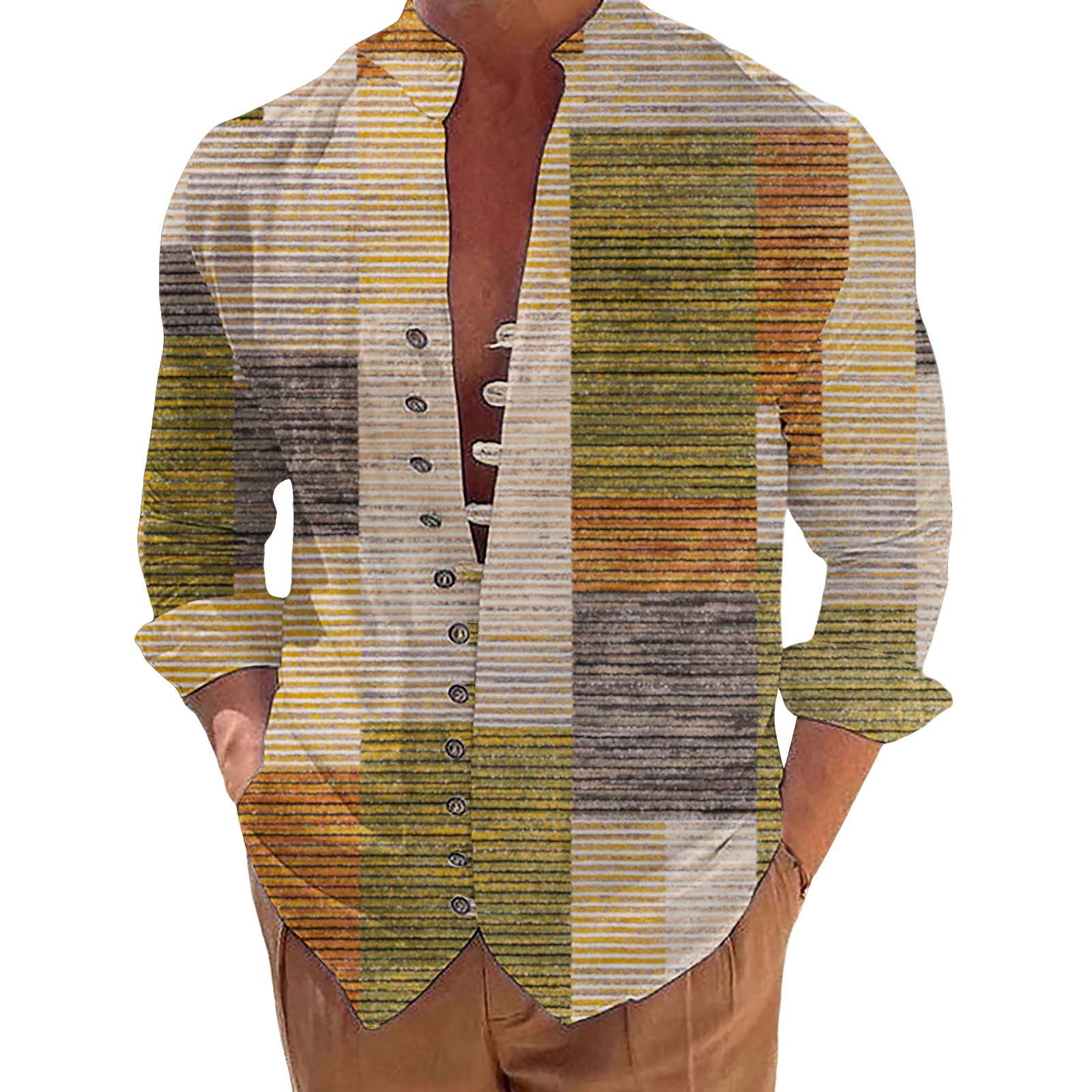 Charmgo Mens Shirts Clearance, Men's Casual Fashion Stand Collar Shirt