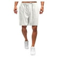 thumbnail image 1 of Charmgo Mens Shorts Clearance, Men's Casual Loose High Waist Drawstring Elastic Waist Solid Shorts with Pockets Mens Relaxed Shorts Casual Cargo Shorts for Men White L, 1 of 2