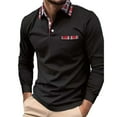 thumbnail image 1 of Charmgo Mens T-Shirts Clearance, Men's Fashion Spring and Autumn Casual Long Sleeve Button Solid Color Long Sleeve T Shirt Top Golf Shirts for Men, Polo Shirts for Men Black L, 1 of 4