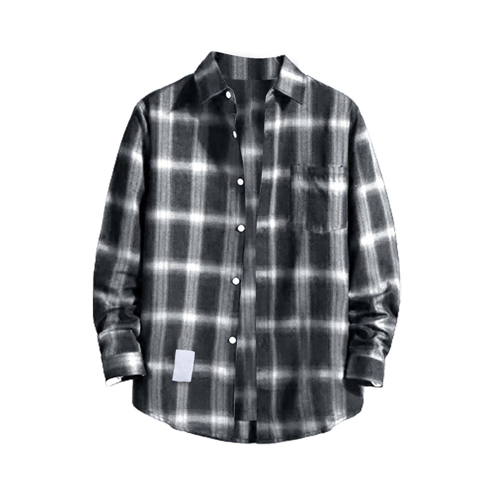Charmgo, Mens Casual Fall Shirt, Long Sleeve Button Down, Black L ...
