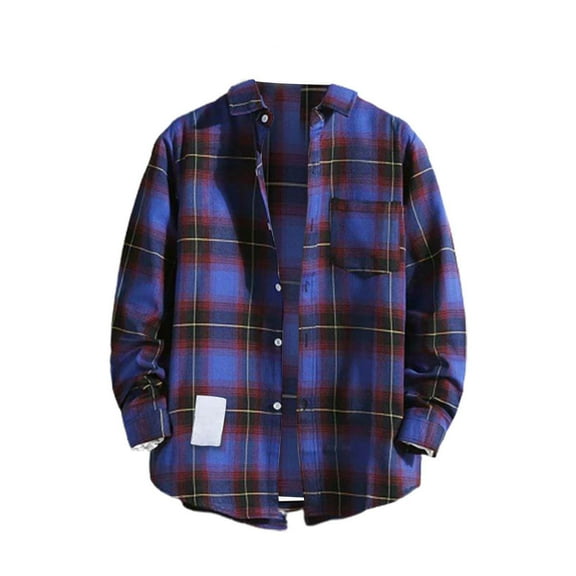 Charmgo Mens T-Shirts Clearance, Mens Casual Fall Lapel Neck Shirt Button Down Long Sleeve Shirt Men's Casual Shirts for Men, Flannel Shirt for Men Purple L