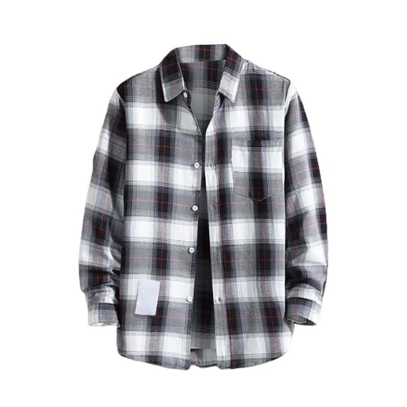 Charmgo Mens T-Shirts Clearance, Mens Casual Fall Lapel Neck Shirt Button Down Long Sleeve Shirt Men's Casual Shirts for Men, Flannel Shirt for Men White XXXXL