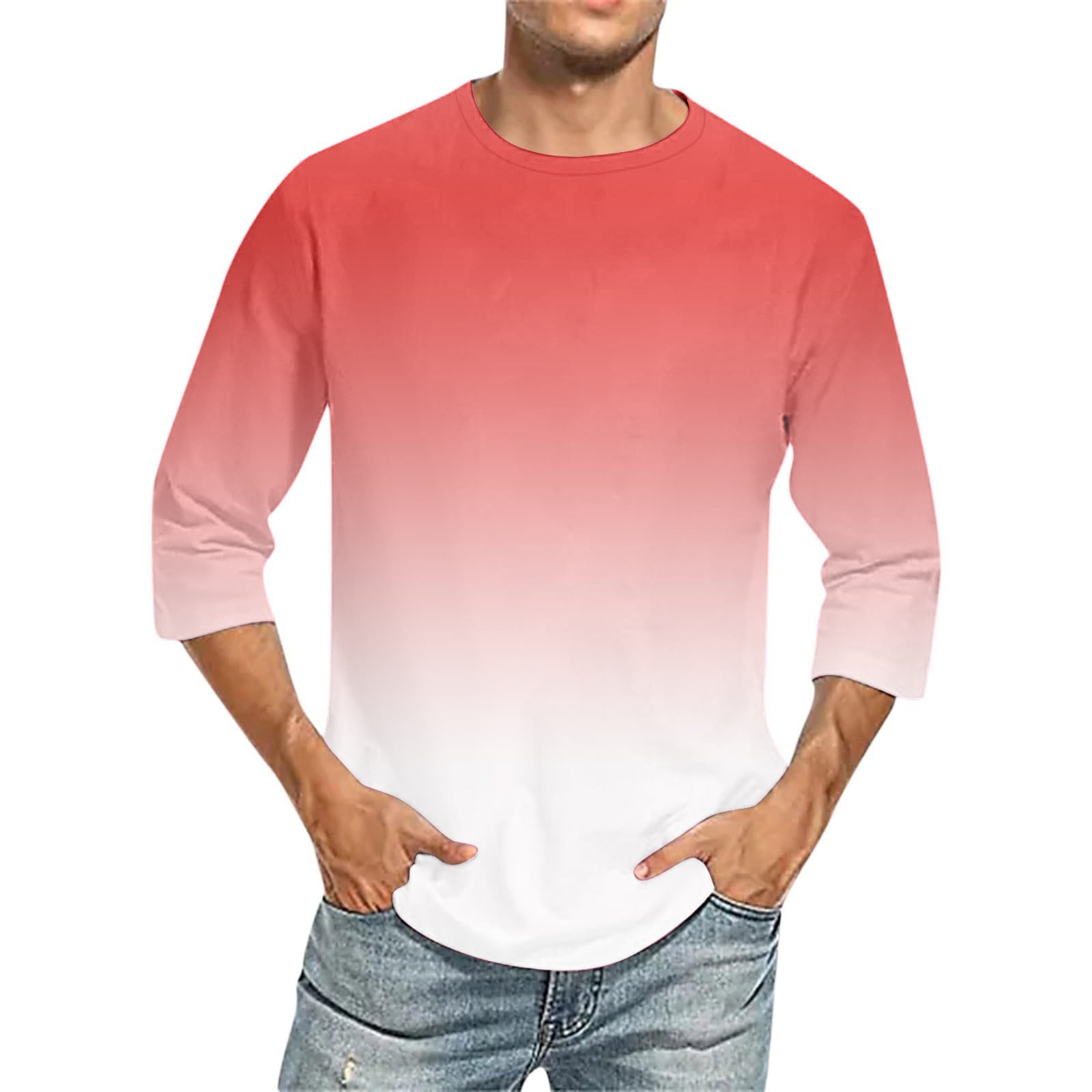 Charmgo Mens TShirts, Men's Casual Fashion Gradient Color Loose Trend