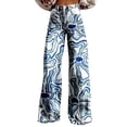 thumbnail image 1 of Charmgo Palazzo Pants for Women, Women's Vintage Floral Print Wide Leg Pant High Waisted Stretchy Flowy Pants with Pockets, Baggy Pants for Women Blue L, 1 of 4