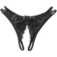 thumbnail image 1 of Charmgo Panties for Women Clearance, Women's Underwear Open Files Large Size T Shaped Lace Women's Underwear Floral Lace Underwear, Womens Underwear, G String Thongs for Women Black, 1 of 2