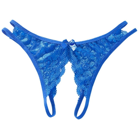 Charmgo Panties for Women Clearance, Women's Underwear Open Files Large Size T Shaped Lace Women's Underwear Floral Lace Underwear, Womens Underwear, G String Thongs for Women Blue