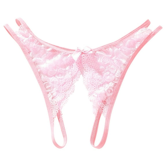 Charmgo Panties for Women Clearance, Women's Underwear Open Files Large Size T Shaped Lace Women's Underwear Floral Lace Underwear, Womens Underwear, G String Thongs for Women Pink