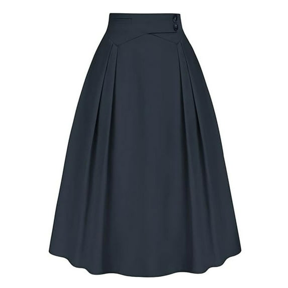 Charmgo Pleated Skirts Clearance, Women's Casual High Waisted A Line Bow Tie Up Midi Skirt with Pockets, Skirts for Women Trendy Summer Blue M