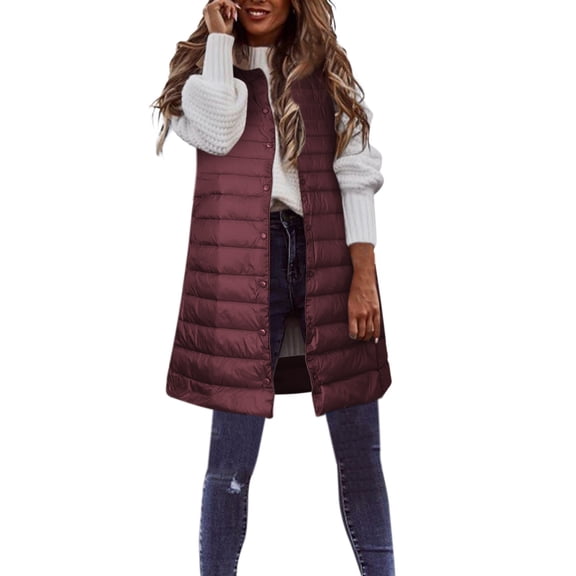 Charmgo Puffer Vest Women, Women's Winter Vest Thin and Light Down Coat Slim Gilet Quilted Jacket Outdoor Winter Coat Vest with Pocket Puffer Jacket Womens, Winter Coats for Women Red M