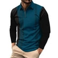 thumbnail image 1 of Charmgo Quarter Zip Pullover Men, Men's Fashion Spring and Autumn Casual Long Sleeve Tops Zipper Solid Color Long Sleeve Polo Shirts, Polo Shirts for Men Dark Blue XXXL, 1 of 4