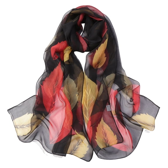 Charmgo Silk Scarf Clearance, Womens Fashion Lightweight Floral Print Scarf Sunscreen Shawl Wraps for Spring, Hair Scarf for Women Black One Size