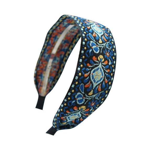 Charmgo Skincare Headband Clearance, Fashion Embroidery Hairband Women Hair Head Hoop Simple Sweet Girl Hair Headband Boho Headbands for Women, Headbands for Women Blue