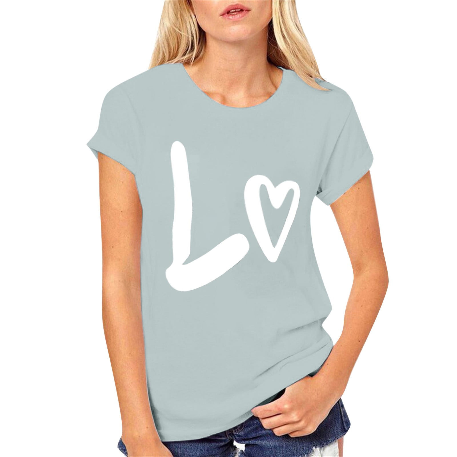 Valentine's Day Women's V-Neck T-Shirt - Love Heart Graphic Tee For Couples & Gifts