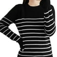thumbnail image 1 of Charmgo Striped Sweater Sweatshirts for Women Crewneck Long Sleeve Striped Tops Lightweight Fashion 2024 Oversized Sweatshirt for Women, Striped Shirt Women Black M, 1 of 2