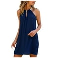 thumbnail image 1 of Charmgo Summer Dresses for Women, 2024 Women Halter Neck Beach Sleeveless Shift Above Knee Little Casual Dresses Midi Dresses for Women, Sundresses for Women 2024 Blue L, 1 of 8