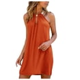thumbnail image 1 of Charmgo Summer Dresses for Women, 2024 Women Halter Neck Beach Sleeveless Shift Above Knee Little Casual Dresses Midi Dresses for Women, Sundresses for Women 2024 Orange XXXL, 1 of 8
