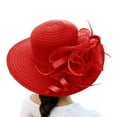 thumbnail image 1 of Charmgo Sun Hats for Women Clearance, Spring Summer Mesh Sunshade Hat Flower Temperament Wedding Dress Hat Sun Dome Large Brim Hat Fashion Hat for Woman Trucker Hats Women, Hats for Men Red One size, 1 of 4