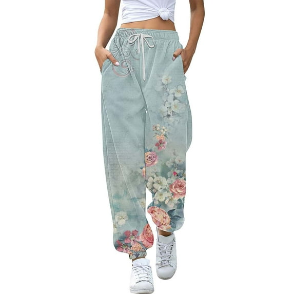 Charmgo Sweatpant On Sale Prime, Women's Bottom Sweatpants Wide Leg Joggers Workout High Waisted Yoga Pants with Pockets, Joggers for Women Mint Green M