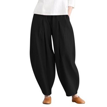 Charmgo Sweatpants Women Clearance, Womens Casual Baggy Pants with Elastic Waist Relaxed Fit Lantern Trouser Work Pants Women Cargo Pants Women Black