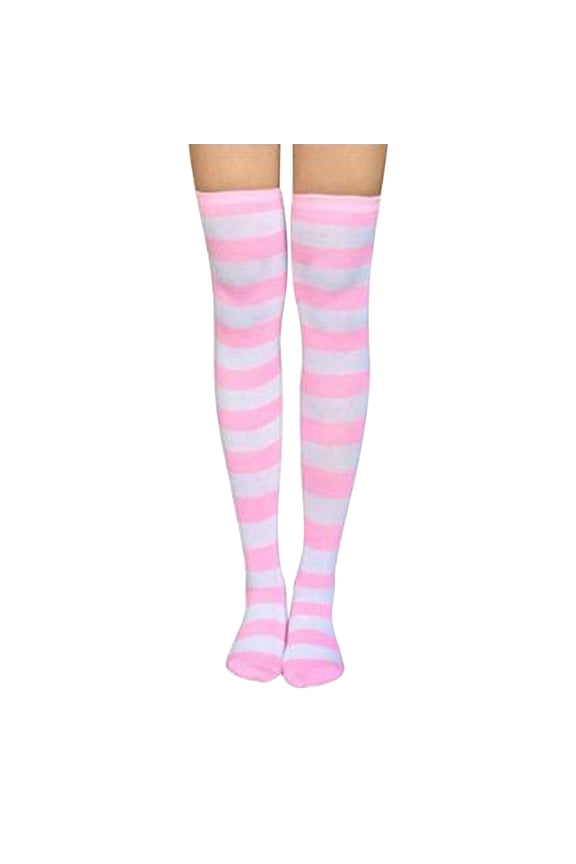 Thigh High Stockings Clearance, Women Knee High Socks Striped Women's Long Socks Harajuku Thigh High Socks for Girls Plus Size Stockings Compression Socks, Stockings for Women Pink One size