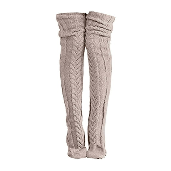 Charmgo Thigh High Stockings Women's Cable Knitted Boot Socks Thigh High Winter Over Knee Scrunch Socks Heated Socks Fluffy Socks Women Fuzzy Socks Thermal Socks Thigh High Socks for Women Khaki