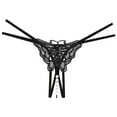 thumbnail image 1 of Charmgo Thongs for Women Clearance, Women Embroidered Hollow Butterfly Low Waist Underpants Open Cut Pearl Massage Thong, Womens Underwear, G String Thongs for Women Black, 1 of 3