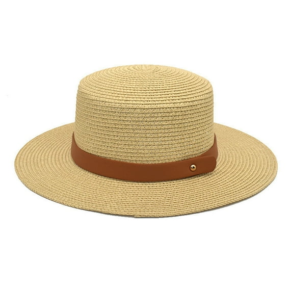 Charmgo Trucker Hat Clearance, Adults Unisex Retro Western Cowboy Riding Hat Leather Belt Wide Cap Straw Hat Bucket Hat Baseball Cap, Sun Hats for Women Beige