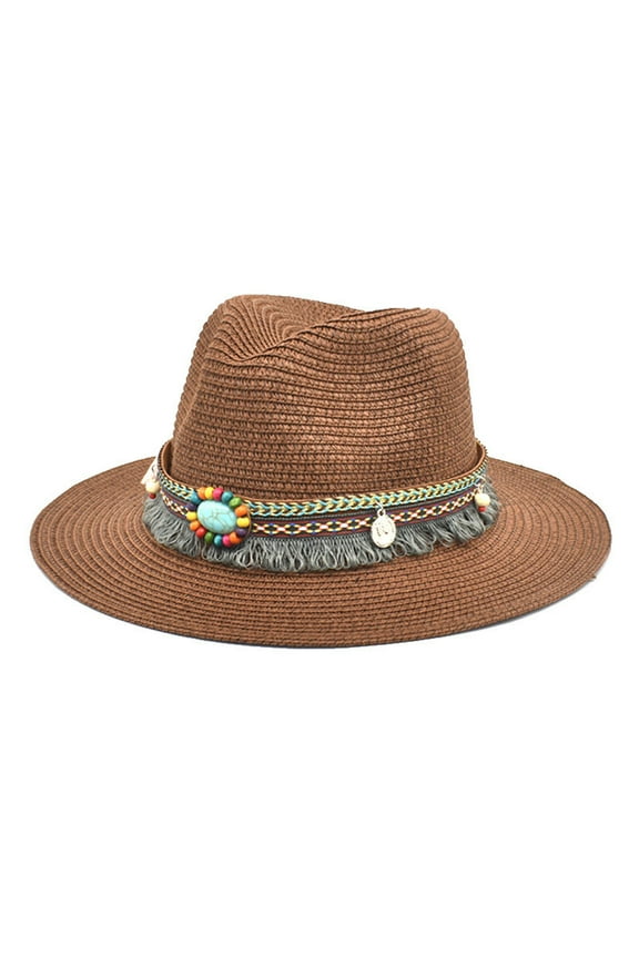 Trucker Hat Clearance, Adults Unisex Retro Western Cowboy Riding Hat Leather Belt Wide Cap Straw Hat Bucket Hat Baseball Cap, Sun Hats for Women Coffee