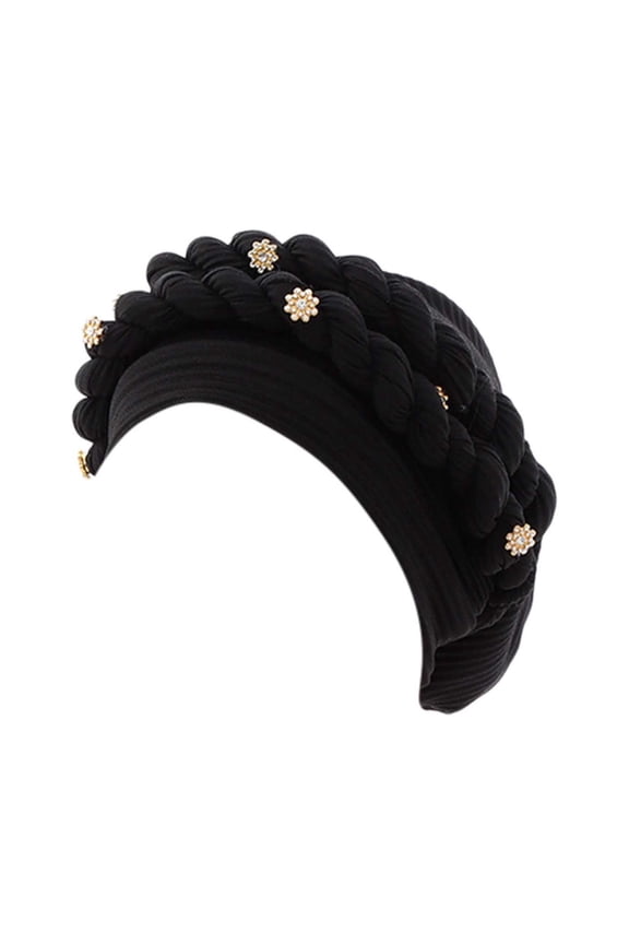 Trucker Hat Clearance, Fashion Women Beading Braid Hat Muslim Ruffle Cancer Wrap Cap Sleep Caps Satin Lined Hair Bonnets Bucket Hat Baseball Cap, Sun Hats for Women Black