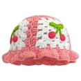thumbnail image 1 of Charmgo Trucker Hat Clearance, Japanese Vintage Hollow Flowers Handmade Knitted Pot Hat Women's Autumn and Winter Sweet All Wool Hat Show Face Small Bucket Hat Baseball Cap, Sun Hats for Women Pink, 1 of 2