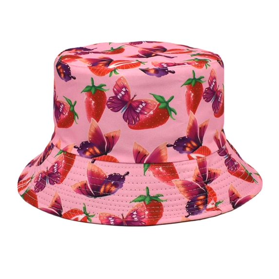 Charmgo Trucker Hat Clearance, Men and Women Casual Summer Printed Outdoor Double Sided Flat Top Sunshade Bucket Hat Bucket Hat Baseball Cap, Sun Hats for Women Pink