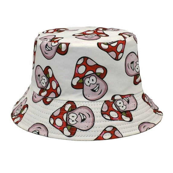 Charmgo Trucker Hat Clearance, Men and Women Casual Summer Printed Outdoor Double Sided Flat Top Sunshade Bucket Hat Bucket Hat Baseball Cap, Sun Hats for Women White