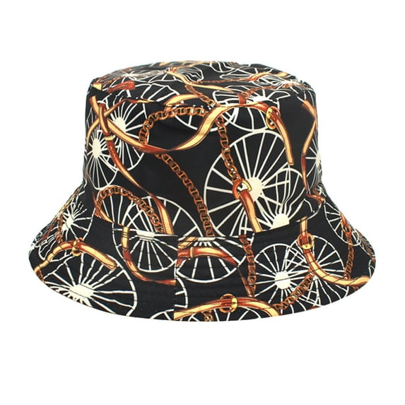 Charmgo Trucker Hat Clearance, Printed Fishermans Hat Mens and Women's Outdoor Sunshade Hat Double Sided All Purpose Pot Hat Bucket Hat Baseball Cap, Sun Hats for Women Black