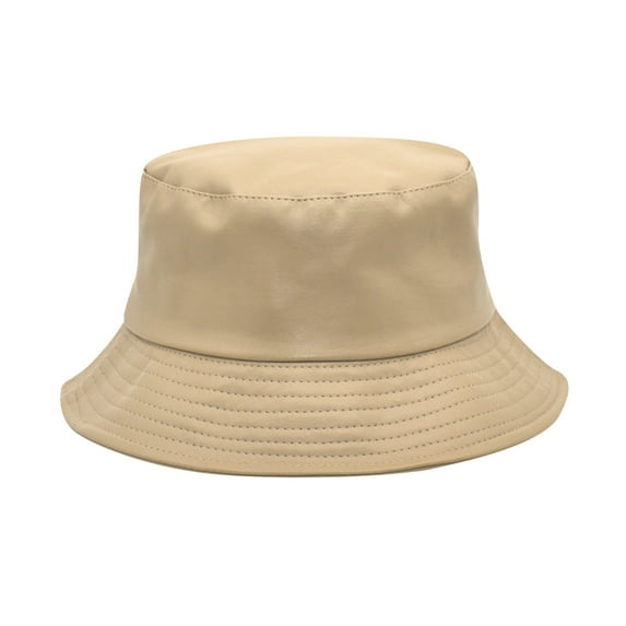 Charmgo Trucker Hat Clearance, Pu Leather Fisherman Hat Mens and Womens Casual Basin Hat Solid Color Outdoor Hat Hip Hop Bucket Hat Baseball Cap, Sun Hats for Women Beige