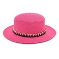thumbnail image 1 of Charmgo Trucker Hat Clearance, Summer Chain Flat Top Straw Hat Womens Outdoor Leisure Sunshade Hat Fashion Beach Top Hat Bucket Hat Baseball Cap, Sun Hats for Women Hot Pink, 1 of 3