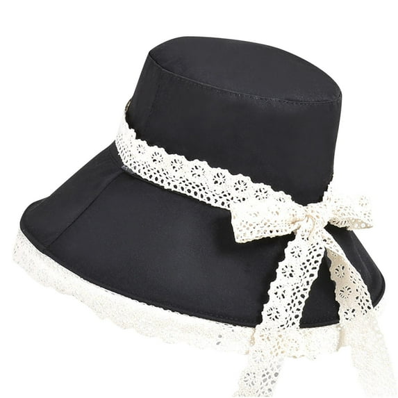Charmgo Trucker Hat Clearance, Summer Women Fold Lace Fashion Outdoor Sunshade Hat Basin Hat Fisherman Hat Bucket Hat Baseball Cap, Sun Hats for Women Black