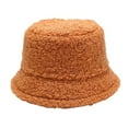 thumbnail image 1 of Charmgo Trucker Hat Clearance, Winter Faux Fluffy Cow Print Bucket Hats Women Outdoor Warm Sun Hat Soft Velvet Fisherman Cap Lady Panama Female Bucket Hat Baseball Cap, Sun Hats for Women Orange, 1 of 2