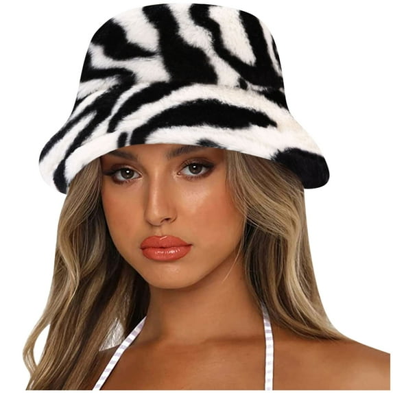 Charmgo Trucker Hat Clearance, Winter Thick Bucket Warm Hat Printed Bucket Cap Basin Hat for Women Men Bucket Hat Baseball Cap, Sun Hats for Women White