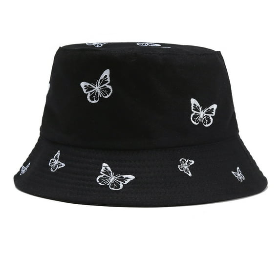 Charmgo Trucker Hat Clearance, Women Butterfly Embroidery Double-Sided Fisherman Hat Sun Hat Bucket Hat Baseball Cap, Sun Hats for Women Black