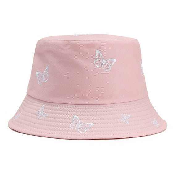 Charmgo Trucker Hat Clearance, Women Butterfly Embroidery Double-Sided Fisherman Hat Sun Hat Bucket Hat Baseball Cap, Sun Hats for Women Pink
