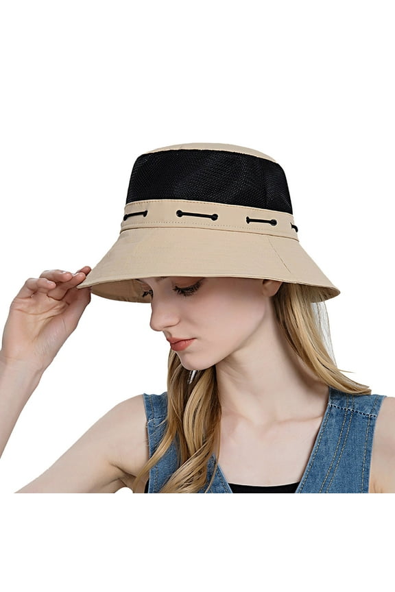 Trucker Hat Clearance, Women Sun Hat Wide Brim Protection Beach Hat Adjustable Bucket Hat Summer Hats Bucket Hat Baseball Cap, Sun Hats for Women Beige