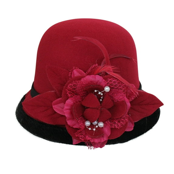 Charmgo Trucker Hat Clearance, Women's Autumn and Winter Flowers Round Top Casual Fisherman's Basin Cap Small Bowler Hat Bucket Hat Baseball Cap, Sun Hats for Women A